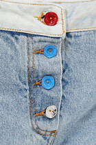 بنطال جينز واسع بخصر متوسط الإرتفاع
